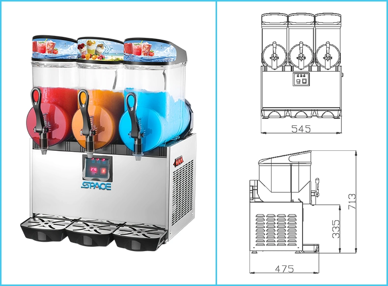 3 Bowls Frozen Beverage Machine Slush Machine with LED Lights